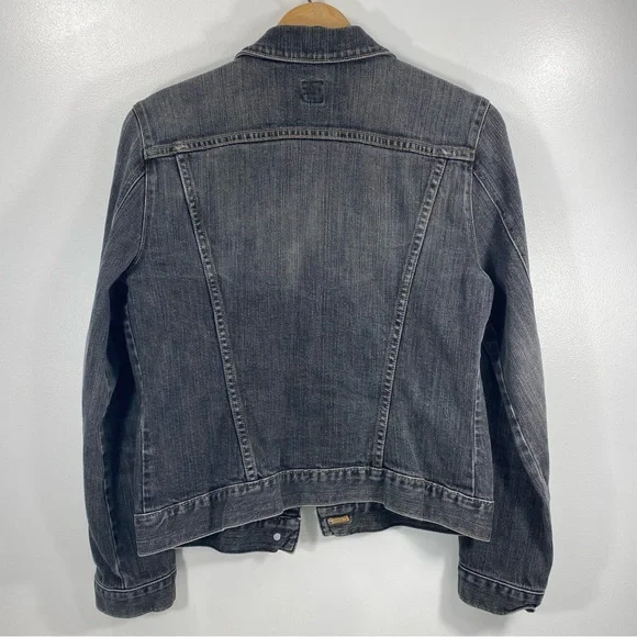 Vintage Gap Distressed Faded Black Grunge Punk Rock Trucker Denim Jean Jacket M - Picture 3 of 10